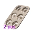 thumbnail image 1 of Molde para rosquillas de 6 cavidades, bandeja para hornear rosquillas de acero al carbono, bandeja antiadherente para hornear pasteles, galletas y pasteles Noticed HA2300-00B*2, 1 of 7