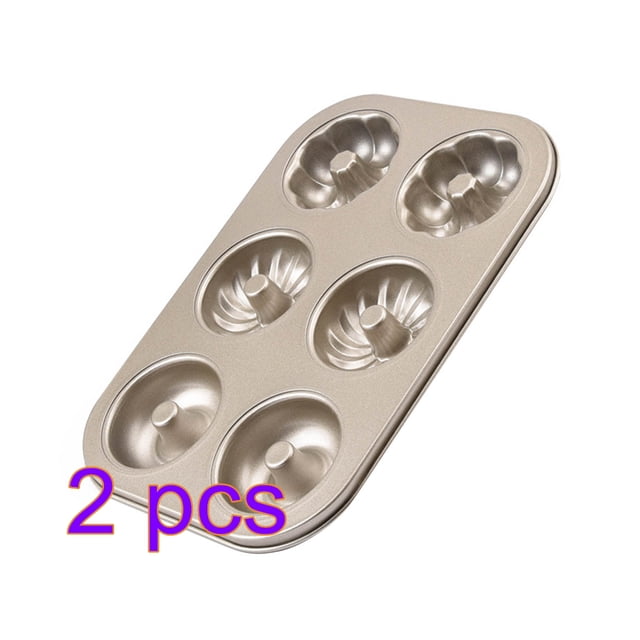Molde para rosquillas de 6 cavidades, bandeja para hornear rosquillas de acero al carbono, bandeja antiadherente para hornear pasteles, galletas y pasteles Noticed HA2300-00B*2