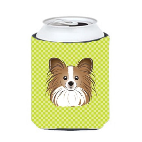 Checkerboard Lime Green Papillon Can Or Bottle Hugger, 12 Oz.
