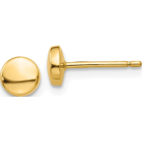 14K Yellow Gold Polished Half Ball Post Earrings (5 X 5) Made In Spain ye314
