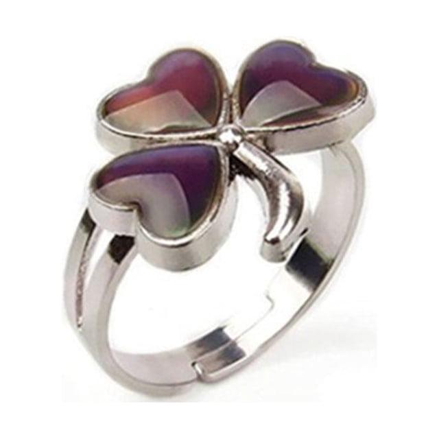 Mood Rings Changeable Color Temperature Emotion Feeling Fashion Cute Costume Props Multiple Shapes Christmas for Women Men Gift clover