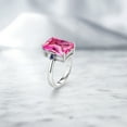 thumbnail image 4 of Gem Stone King 925 Sterling Silver Pink Created Sapphire and Blue Created Sapphire Ring for Women (10.09 Cttw, Emerald Cut 14x10MM, Gemstone September Birthstone, Size 7), 4 of 4