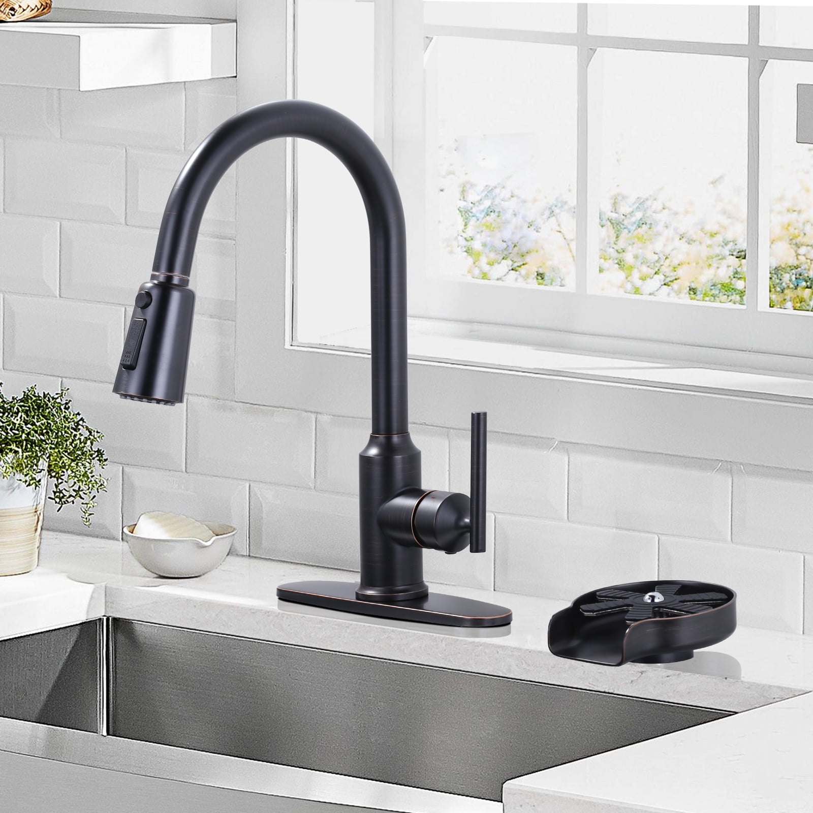 Wowow 6.3" Stainless Steel Cup Rinser in Oil Rubbed Bronze for Kitchen Sink