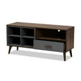 thumbnail image 2 of Baxton Studio Garrick Modern and Contemporary Two-Tone Grey and Walnut Brown Finished Wood 1-Drawer TV Stand, 2 of 7