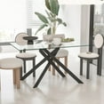 thumbnail image 2 of Holaki 51" Rectangle Dining Table for 4 5 6 People,Modern Dining Table with Black Chrome Metal X-Shaped Legs,Glass Dining Table Large Kitchen Table Family Dinner Table for Home Office Living Room, 2 of 8