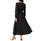 thumbnail image 3 of Vestido plisado de mujer Inspire Chic con mangas largas abullonadas, escote en V y cinturón en la cintura, color negro, 3 of 7