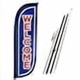 thumbnail image 3 of LookOurWay Feather Flag Pole Kit - 7 Feet Tall Advertising Banner with Fiberglass Pole Set and Ground Spike for Business Promotion - Open Flags - Welcome Blue & Red, 3 of 4