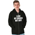 thumbnail image 3 of Love My Smokin Hot Wife Funny Spouse Men's Big & Tall Graphic Zip Up Hoodie Brisco Brands 3X, 3 of 5