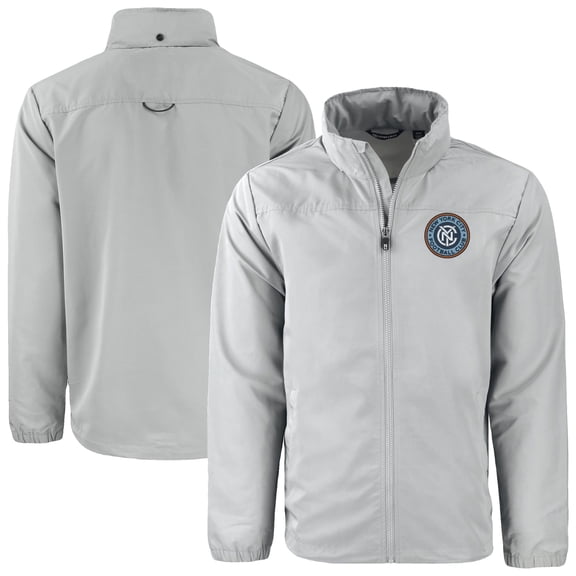 Men's Cutter & Buck  Gray New York City FC Big & Tall Charter Eco Knit Recycled Full-Zip Hoodie Jacket