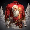 thumbnail image 2 of Mens Christmas T Shirts Long Sleeve Funny Santa Graphic Button Down Shirts Collared Casual Fall Winter Family Xmas Gift Mens T-Shirts Watermelon Red S, 2 of 3