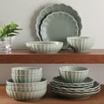 thumbnail image 6 of Gibson Elite Malibu Shore 16 Piece Scallop Stoneware Reactive Glaze (Service for 4) Ceramic Plates and Bowls Dinnerware Set - Green, 6 of 15