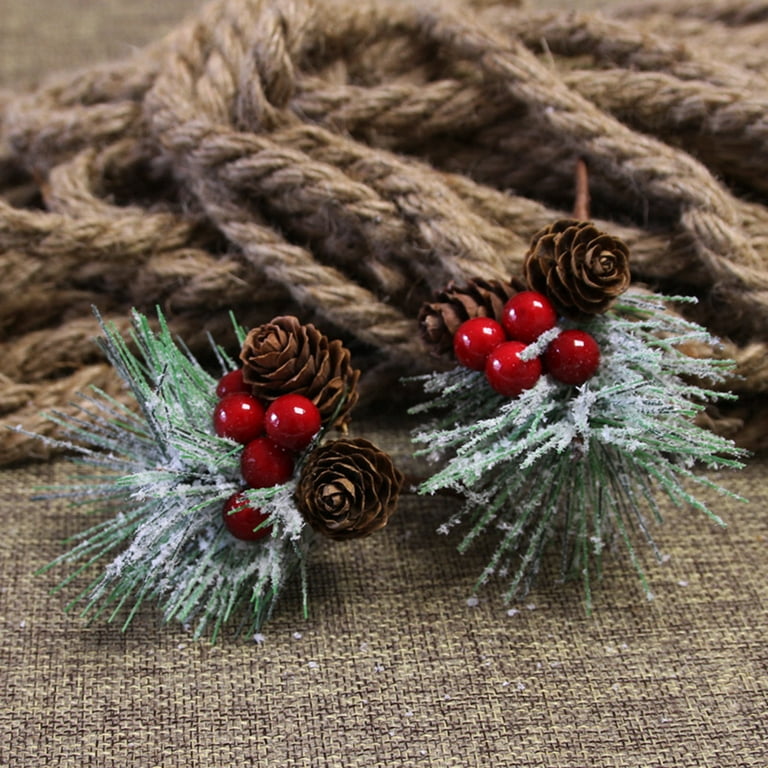 Party Favors christmas Ornaments Pine Cone Red Berry Picks - Temu