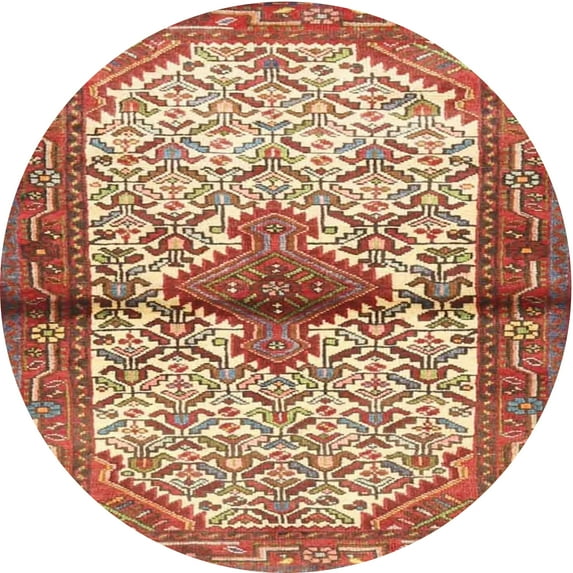 Ahgly Company Indoor Round Traditional Red Persian Area Rugs, 4' Round