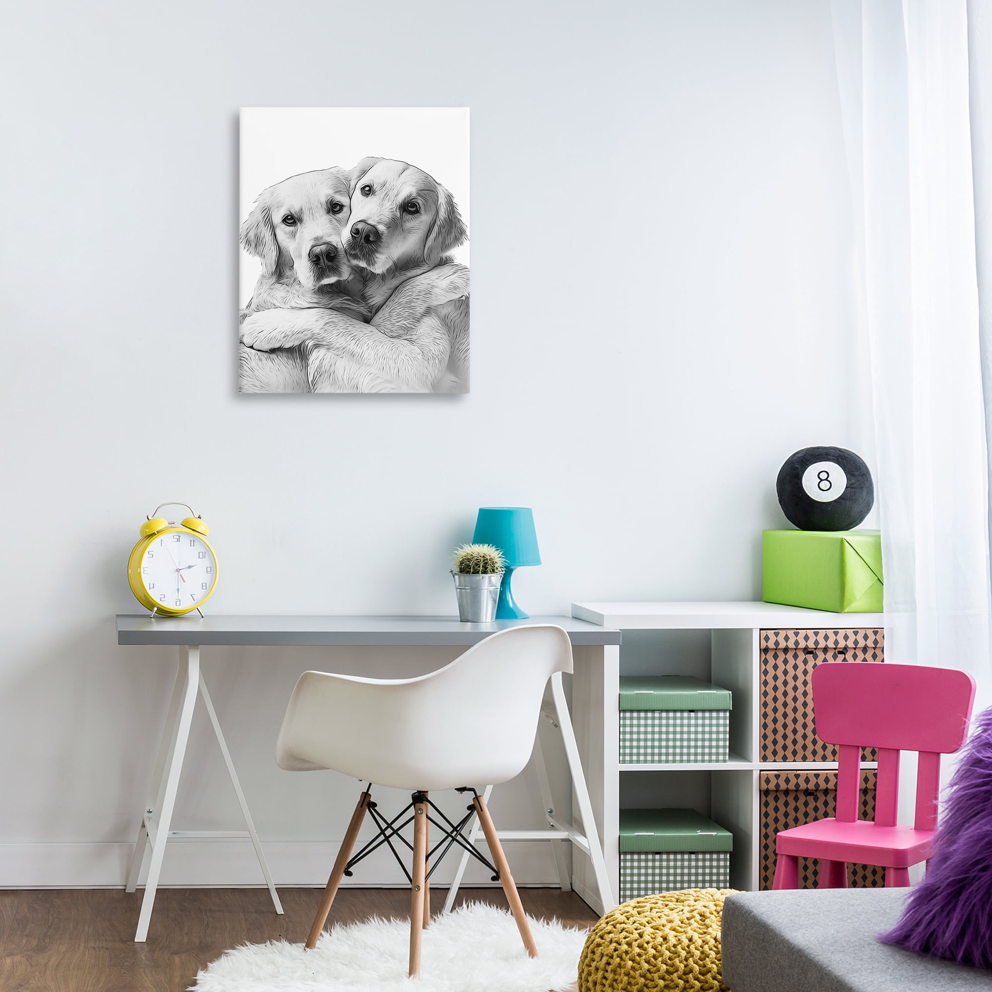 Stupell Industries Two Hugging Dogs Animals & Insects Painting Gallery Wrapped Canvas Art Print Wall Art, 24 x 30