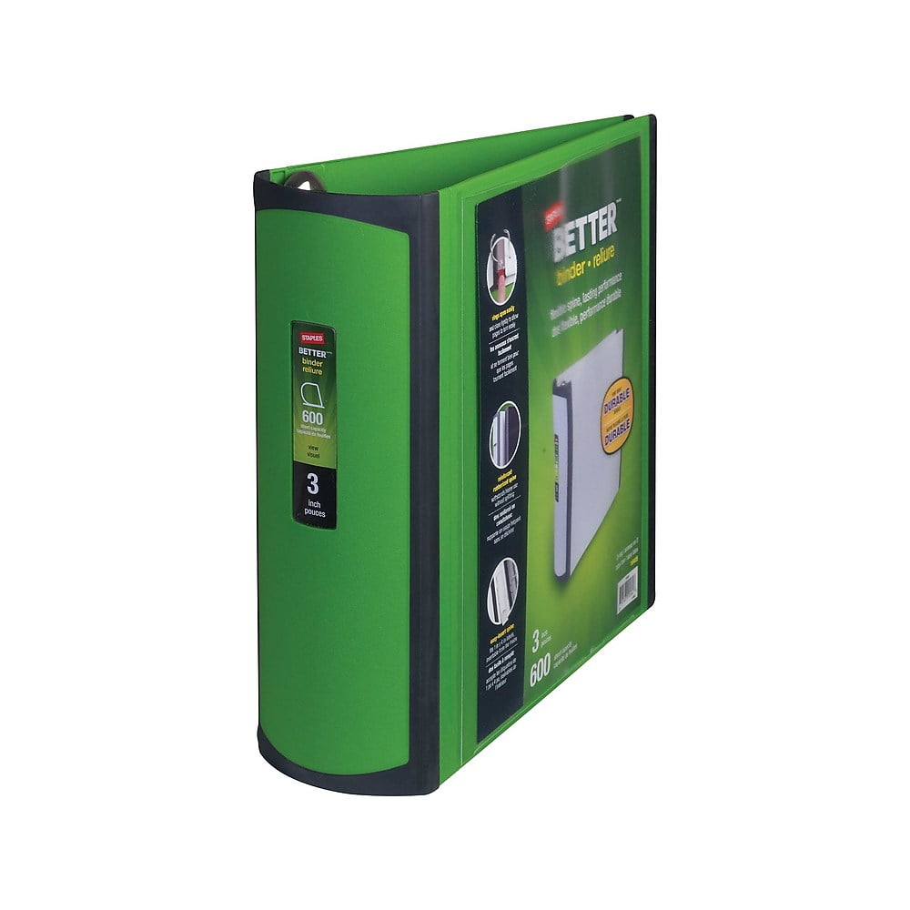 Staples Better 3Inch D 3Ring View Binder Green (19936) 892167