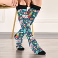 thumbnail image 5 of FORMRS Womens Knee High Socks Casual Long Thick Travel Daily Wear, 2 Pairs, Green Cartoon Truck Pattern, 5 of 6