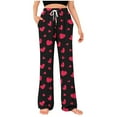thumbnail image 3 of Bovxnpu Mens Pajamas Pants Valentine's Day Heart Print Side Pocket Drawstring Waist Pants Sleepwear, 3 of 6