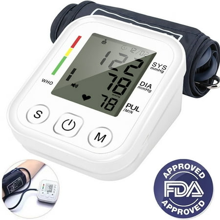 Arm Type Electronic Blood Pressure Monitor,Rechargable Blood Pressure Machine with Voice Broadcast for Adult Arm Digital BP Tool White angel wish