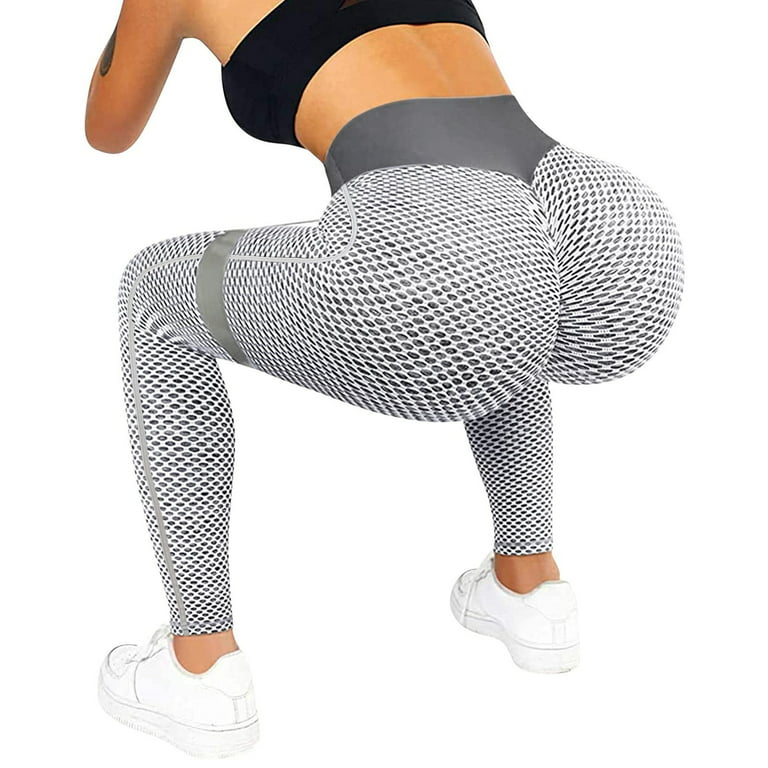  Women's High Waist Yoga Pants Tummy Control Butt Lifting Anti Cellulite  Compression Leggings Gray : Clothing, Shoes & Jewelry
