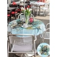 thumbnail image 5 of Outdoor Tablecloth with Umbrella Hole for Patio/Picnic/Party/Camping, Ocean Conch Waterproof Table Cloth Round Cover Washable, Vintage Summer Coastal Starfish Ombre Blue (Dia 54"), 5 of 8
