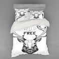 thumbnail image 2 of Ambesonne Adventure Bedding Set 3 Pcs, Deer Wild Free, Twin, Black White, 2 of 3