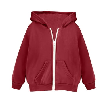Lenpel Fall Outfits for Toddler Girls Boys Solid Color Cotton Hooded Fleece Lined Zip up Sweatshirts Warm Winter Coat
