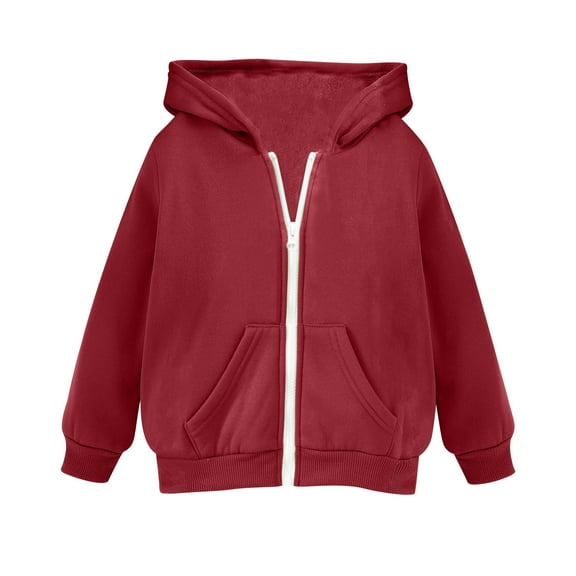 Jgppe Boys Girls Casual Jackets Lightly Fleece Lined Warm Zip up Hoodie Sweatshirt with Pocket for 4-8Years