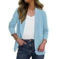thumbnail image 5 of QATAINLAV Ruched Blazers for Women Business Casual Lapel Collar Suit Coats Open Front Long Sleeve Jackets, Blue, L, 5 of 9