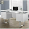 thumbnail image 3 of Bowery Hill Computer Desk Home Office Laptop Storage Drawers 60"L in Metal White, 3 of 6