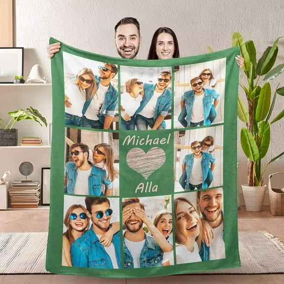 AISENIN Personalized Couples Gifts for Boyfriend Girlfriend Custom Blanket with Photos I Love You Anniversary Birthday Gift for Him Her