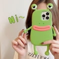 thumbnail image 2 of for iPhone 11 Kawaii Phone Case 3D Cartoon Cute Frog Phone Case Soft Silicone Unique Fun Cover Case for Women Girls Slim Fit Anti-Drop Protective Case for iPhone 11 Green, 2 of 8