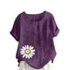 thumbnail image 1 of Vestidos Casuales Para Mujer, Blusas De Mujer De Moda Blusa informal de lino con botones y manga corta estampada para mujer, 1 of 3