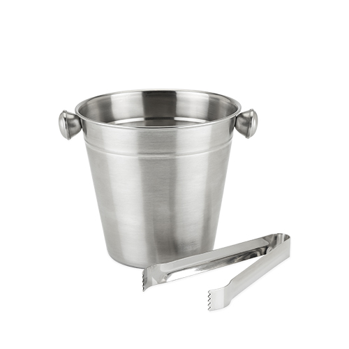 stainless steel ice bucket with tongs