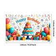 thumbnail image 1 of Happy Birthday Party Backdrop Banner Colorful Background Cake Cake Smash Celebration Decorations Gifts Balloons Festive Kids Event Photo Booth, 1 of 5