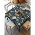 thumbnail image 6 of Green Dinosaur Table Cloth, Waterproof Tablecloth for Square Tables, Vintage Letters Farm Animals Reusable Washable Fabric Table Cover for Restaurant Kitchen Dining Tables 60"x60", 6 of 9