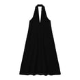 thumbnail image 5 of ClodeEU Women's Halter Neck Sleeveless Midi Dress,Casual A Line Flowy Sundress with Pockets Black,Women's Plus L, 5 of 5