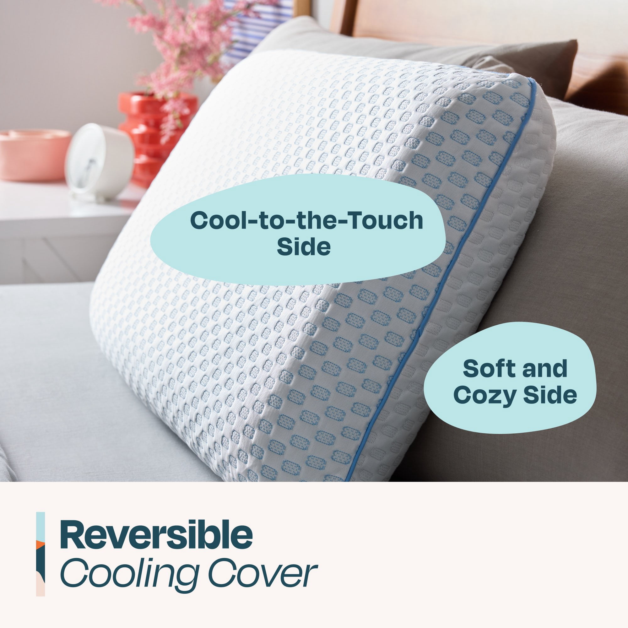 Linenspa Medium Feel Standard Size Cooling Bed Pillow with Gel Memory Foam Core and Cooling Cover