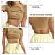 thumbnail image 5 of Top de manga corta para mujer, camisa de cuello redondo con cordones de Color sólido, ropa para citas y compras, 5 of 6