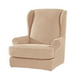 thumbnail image 1 of tredstone 2piece Soft Furniture Protector For Armchair Wing Chair Clean And Safe Stretch Wing Chair Slipcover khaki, 1 of 1
