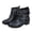 Blue, variant on Women's PU Leather Block Heel Ankle Boots Fashion Studded Ankle Strap Trim Punk Boots Winter Side Zipper Motorcycle Short Booties Brown Women Sandal