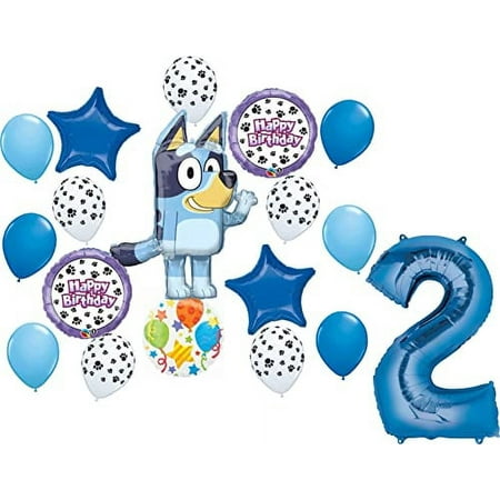 Bluey 2nd Birthday Party Supplies Balloon Bouquet Decorations With Paw Prints