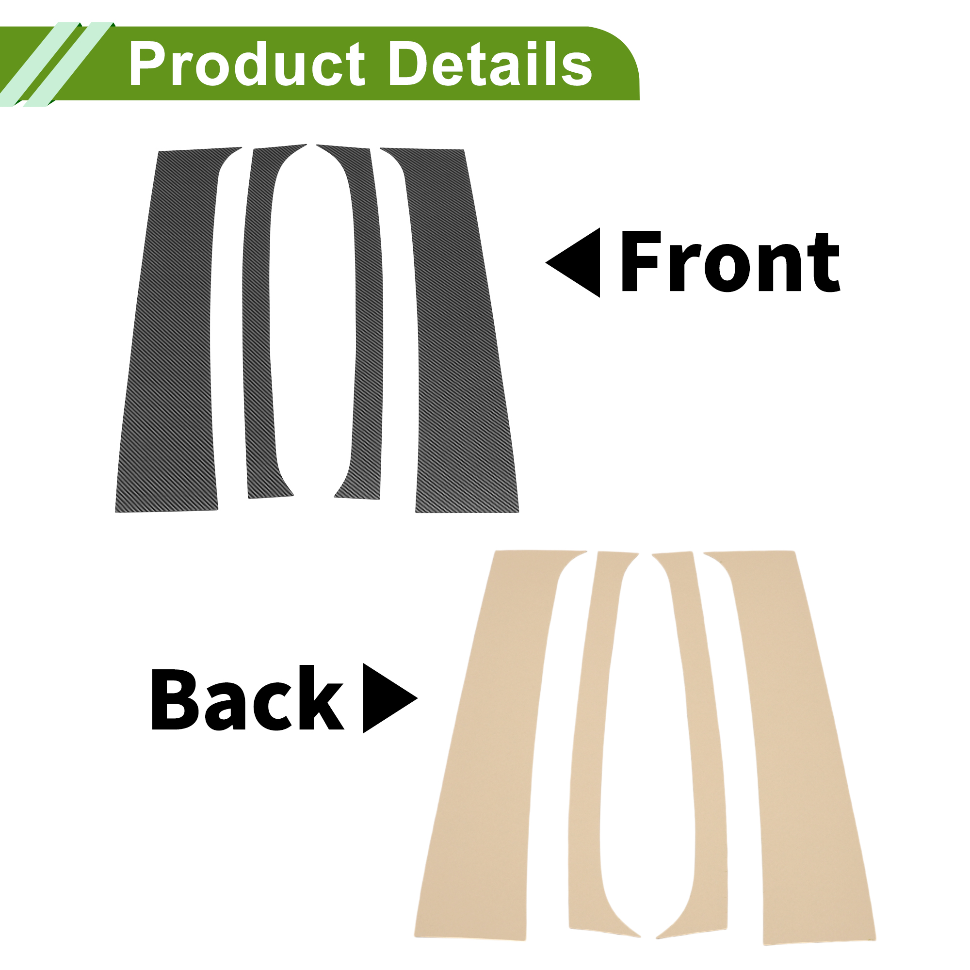Unique Bargains 4Pcs Anti Scratch Sticker Window Trim For Dodge 1994-2001 Carbon Fiber