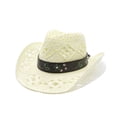 thumbnail image 2 of OJSFQUFP Cowboy Hat Cow Girl Hat Cowboy Hats for Women/Mens/Straw Wide with Shapeable Brim Cowboy Hat for Womens/White, 2 of 4