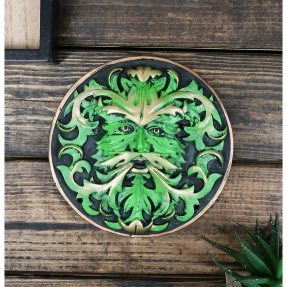 Ebros Oberon Zell Nature's Spirit God Celtic Greenman Wall Decor Plaque 5.25" D