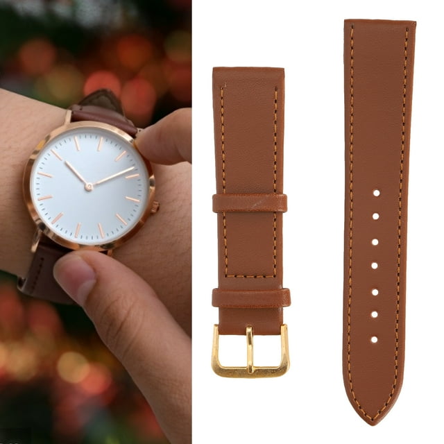 Ymiko Watch Strap,Unisex Universal Pin Buckle Watch Band PU Leather Replacement Watch Strap Accessory Brown,Pin Buckle Watch Band