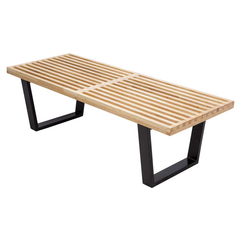 LeisureMod MidCentury Inwood Platform Bench in Natural Wood 4 Feet
