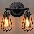 thumbnail image 4 of kjfeif Retro Wrought Iron Double Headed Wall Lamp (Excluding Light Bulb), Vintage Wire Cage Wall Lighting Adjustable Head for Home Bedroom Bedroom Garage, 4 of 4