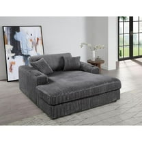 ACME Hilde Contemporary Velvet Upholstered Chaise with 2 Pillows in Gray