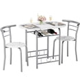 thumbnail image 6 of Homall 3-Piece Dining Table Set, Small Dining Table for 2, Modern Dining Set for Small Spaces, Dining Room, Kitchen, Marble & Silver, 6 of 9