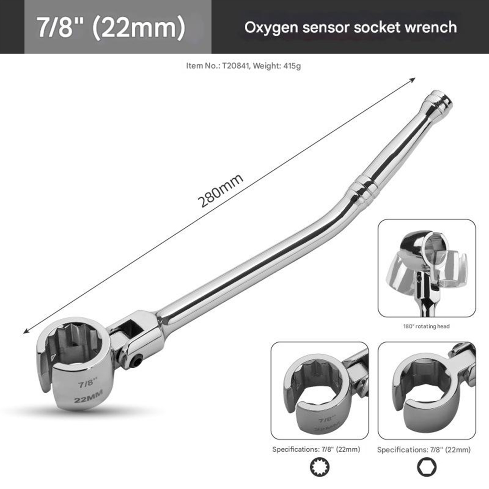 22mm Professional Oxygen Sensors Socket Removal Tool Universally Drive Remover Oxygen Sensors Sleeve Hand Tool